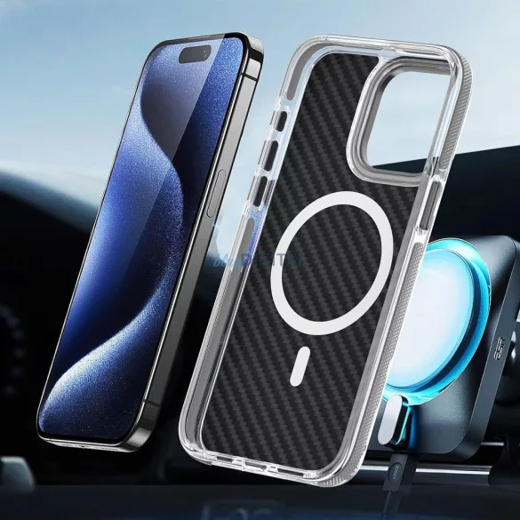 HUSĂ! - Carcasă FIBER pentru MagSafe IPHONE 16 PRO gri