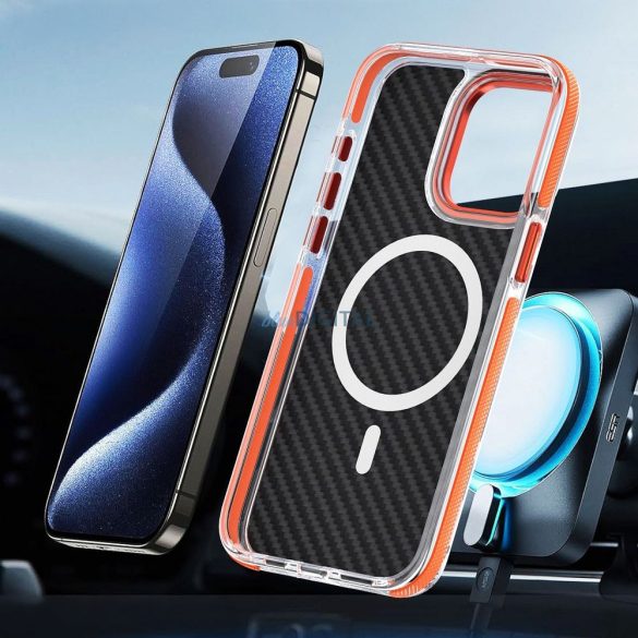 HUSĂ! - FIBER caz comapitble cu MagSafe pentru SAMSUNG A16 5G portocaliu