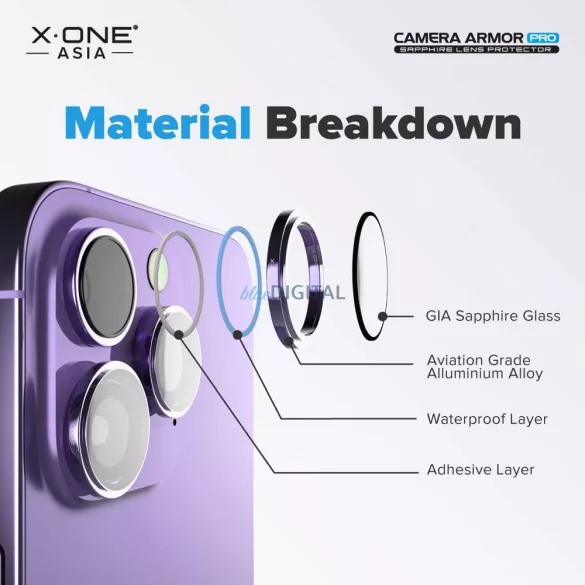 X-ONE Sapphire Camera Armor Pro - pentru iPhone 17 Pro - argintiu