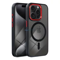   HUSĂ! - COLOR EDGE MAG COVER Caz compatibil MagSafe iPhone 17 Pro Max - negru-roșu transparent