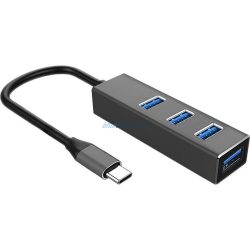ART hub USB tip C - 4xUSB-A - negru