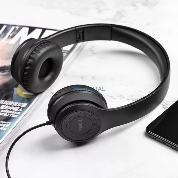 Căști cu fir HOCO cu microfon jack de 3,5 mm W21 negru