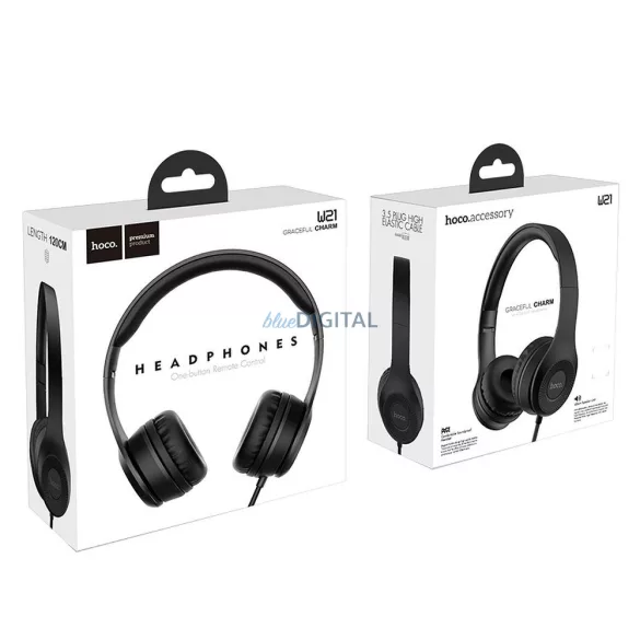 Căști cu fir HOCO cu microfon jack de 3,5 mm W21 negru