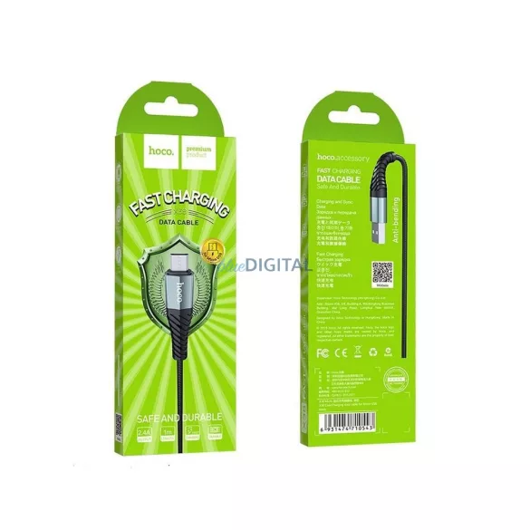 Cablu de date de încărcare HOCO COOL pentru Micro X38 1 metru negru