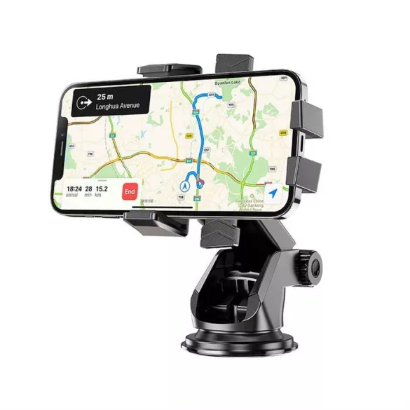 Suport auto HOCO pentru parbriz / consolă centrală DAVID un buton CA83 negru