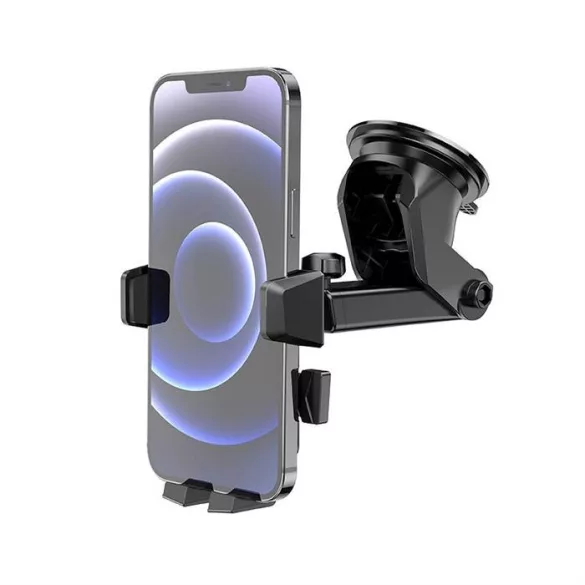Suport auto HOCO pentru parbriz / consolă centrală DAVID un buton CA83 negru