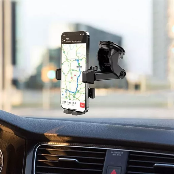 Suport auto HOCO pentru parbriz / consolă centrală DAVID un buton CA83 negru