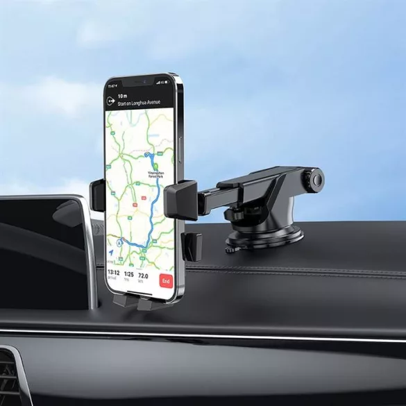 Suport auto HOCO pentru parbriz / consolă centrală DAVID un buton CA83 negru
