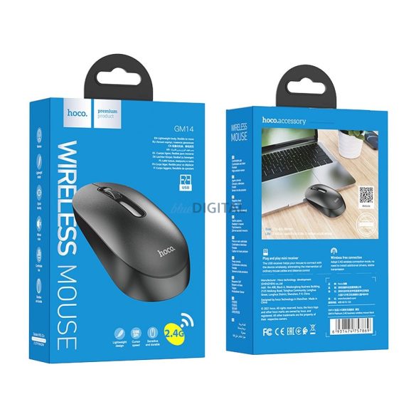 Mouse fără fir HOCO Platinium 2,4G GM14 negru