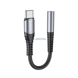 HOCO adaptor AUX Jack 3,5 mm (feminin) USB C (masculin) LS33 gri metalic
