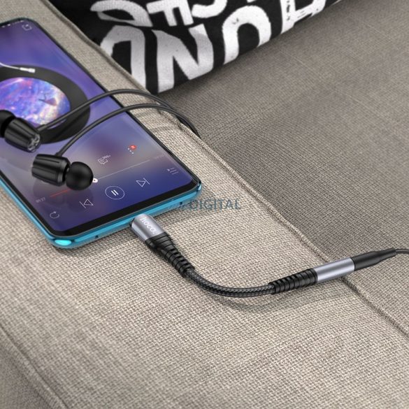HOCO adaptor AUX Jack 3,5 mm (feminin) USB C (masculin) LS33 gri metalic