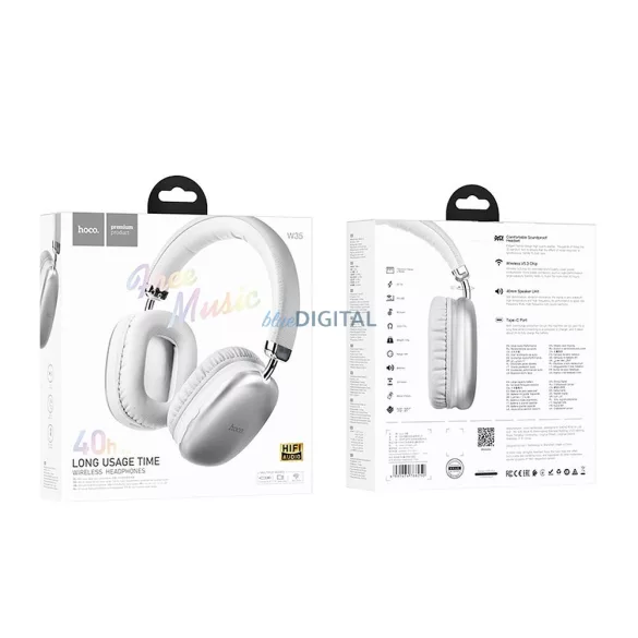 Căști fără fir Bluetooth Hoco W35 - argintiu