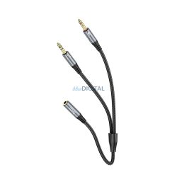   HOCO UPA21 Cablu AUX 2in1 3.5mm jack (femelă) - 2 x 3.5mm jack (mascul) 0.25m - gri metalic