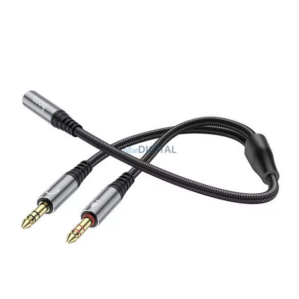 HOCO UPA21 Cablu AUX 2in1 3.5mm jack (femelă) - 2 x 3.5mm jack (mascul) 0.25m - gri metalic