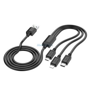 Hoco X76 Cablu USB-A - Type-C/Lightning/micro USB 2A 1m - negru
