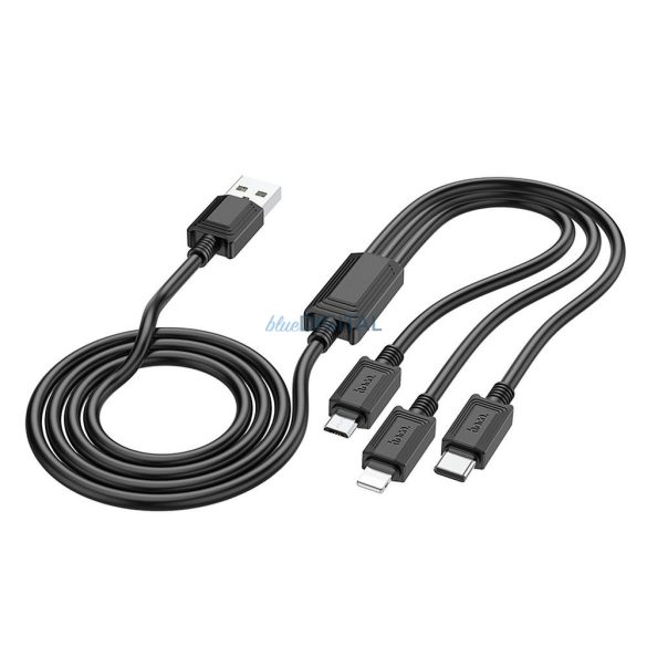 Hoco X76 Cablu USB-A - Type-C/Lightning/micro USB 2A 1m - negru