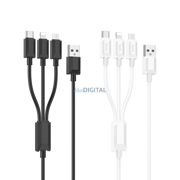 Hoco X76 Cablu USB-A - Type-C/Lightning/micro USB 2A 1m - negru