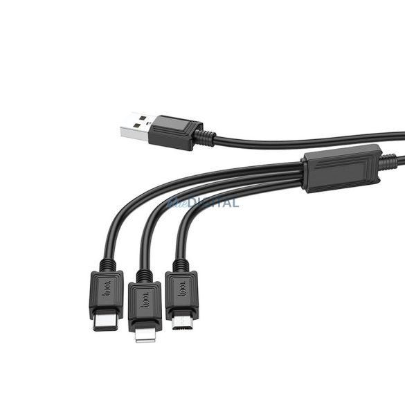 Hoco X76 Cablu USB-A - Type-C/Lightning/micro USB 2A 1m - negru