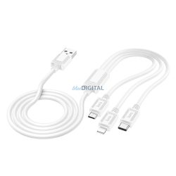   Hoco X76 Cablu USB-A - Type-C/Lightning/micro USB 2A 1m - alb