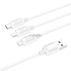   Hoco X76 Cablu USB-A - Type-C/Lightning/micro USB 2A 1m - alb