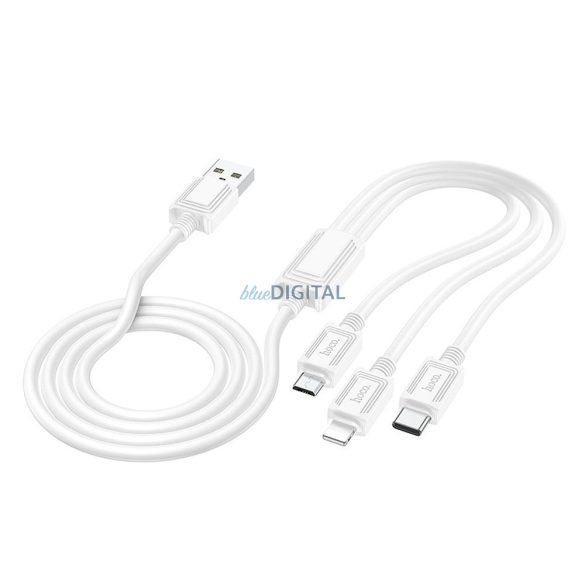 Hoco X76 Cablu USB-A - Type-C/Lightning/micro USB 2A 1m - alb