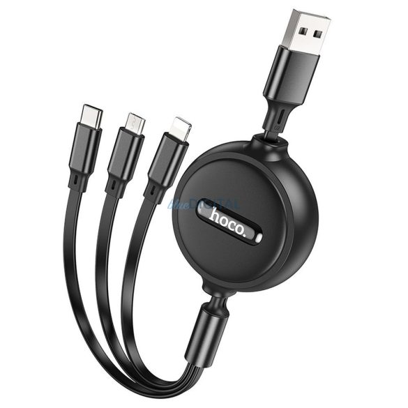 Cablu HOCO USB 3in1 la iPhone Lightning 8-pini + Micro + Type C X75 negru