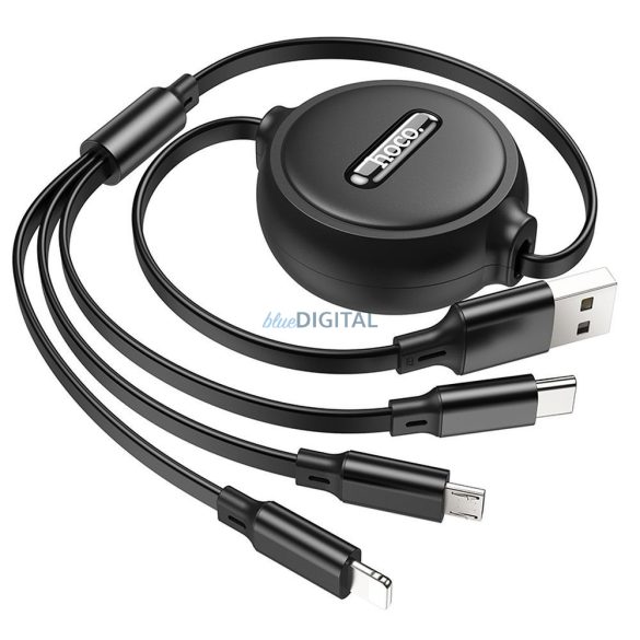 Cablu HOCO USB 3in1 la iPhone Lightning 8-pini + Micro + Type C X75 negru