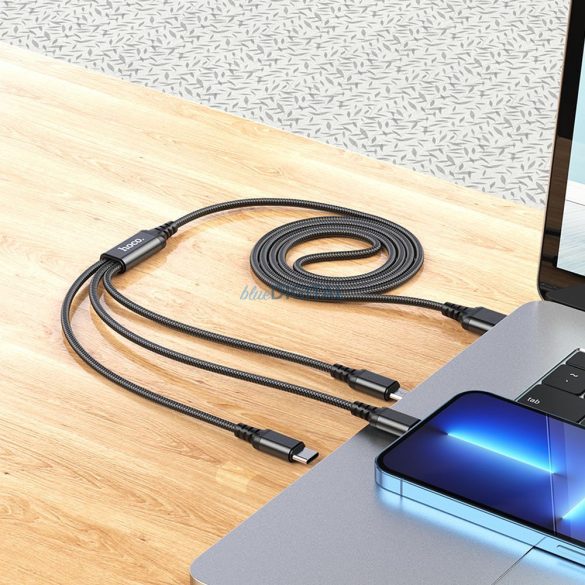 Cablu HOCO USB 3in1 la iPhone Lightning 8-pini + Micro + Type C X76 negru