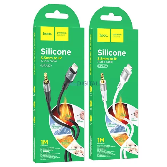 HOCO cablu AUX Jack 3,5 mm Lightning UPA22 1 m alb