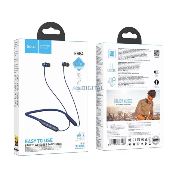 Căști bluetooth fără fir HOCO ES64 albastru marin