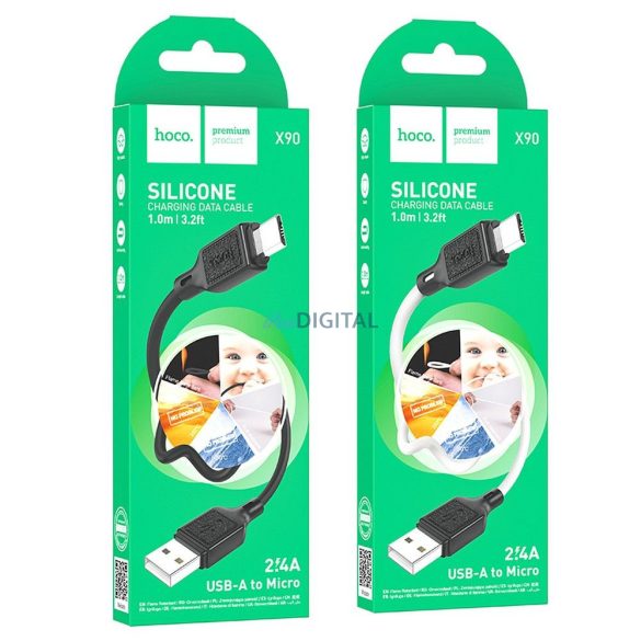 Hoco X90 USB-A - cablu micro USB 2.4A 1m - alb