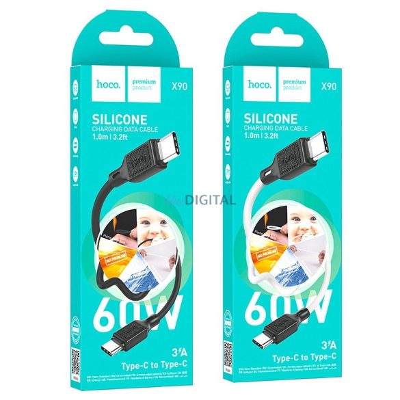 Hoco X90 Cablu USB-A - Type-C 3A 1m - alb