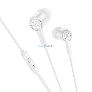 Căști cu fir Hoco M104 cu mufă de 3,5 mm și microfon - alb