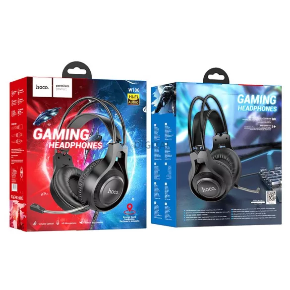 Căști cu fir HOCO cu microfon jack de 3,5 mm W106 negru