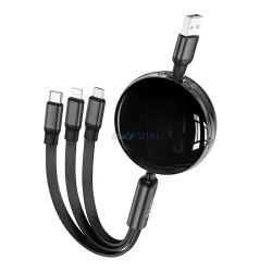   Cablu HOCO 3in1 USB A la Lightning / Micro USB / Tip C 2A X78 1 m negru