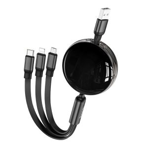 Cablu HOCO 3in1 USB A la Lightning / Micro USB / Tip C 2A X78 1 m negru