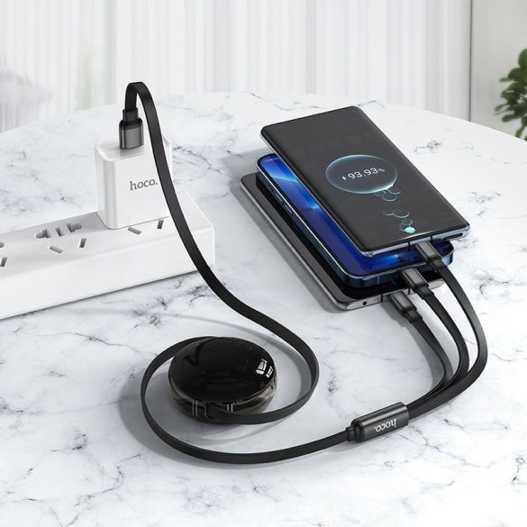 Cablu HOCO 3in1 USB A la Lightning / Micro USB / Tip C 2A X78 1 m negru