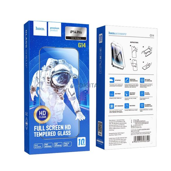 Scut HOCO din sticlă călită HD 5D Guardian (SET 10in1) - pentru iPhone 14 Pro negru (G14)