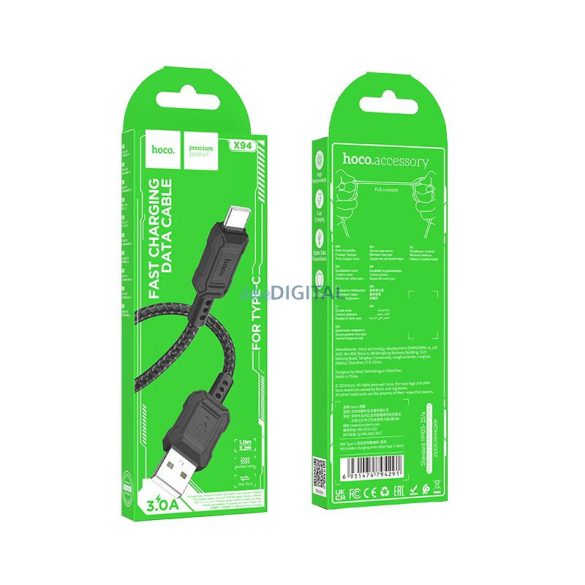 HOCO cablu USB la Tip C 3A Leader X94 negru