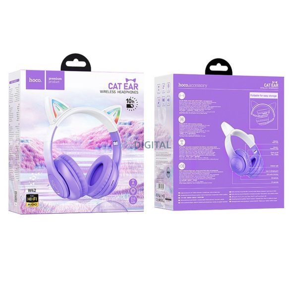 Căști HOCO bluetooth W42 Cat Ear violet grape