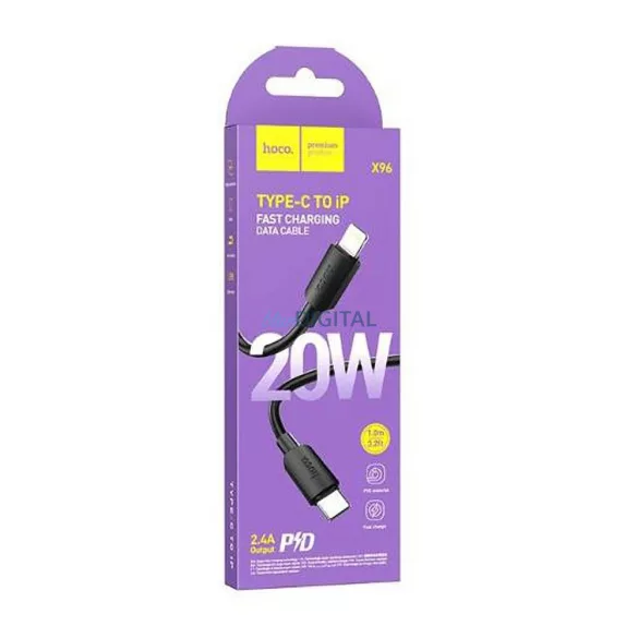 Cablu HOCO tip C la Iphone Lightning 8-pini Hyper PD 100W X96 alb