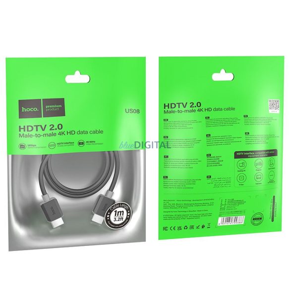 HOCO Cablu HDMI HDMI ver. 2.0 4K/60Hz US08 1 m negru