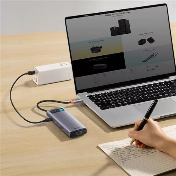 BASEUS HUB Multifuncțional 8in1 de tip C la 3x USB3.0 / PD / HDMI / VGA / SD/TF gri WKWG040113/BS-OH045