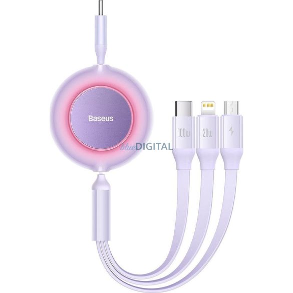 BASEUS cablu 3in1 cablu Type-C Micro USB / Lightning / Type-C PD QC4.0 3.5A 100W CAMJ010205 1.1 m violet