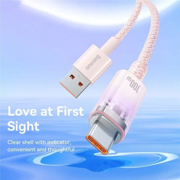 Cablu BASEUS USB la tip C Power Delivery Explorer 100W 1m roz CATS010404