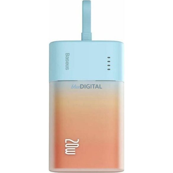Baseus Popsicle powerbank cu cablu Lightning încorporat + cablu Type-C - Type-C 5200mAh 20W 2.4A QC PD - albastru-portocaliu