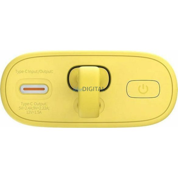 Baseus Popsicle powerbank cu cablu Lightning încorporat + cablu Type-C - Type-C 5200mAh 20W 2.4A QC PD - galben-roz