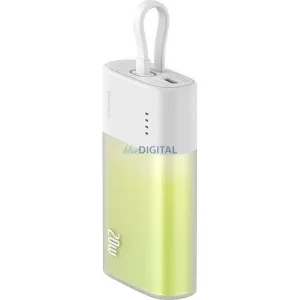 Baseus Popsicle powerbank cu cablu Lightning încorporat + cablu Type-C - Type-C 5200mAh 20W 2.4A QC PD - alb-verde