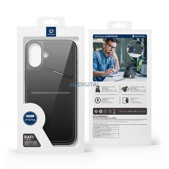 Dux Ducis Rafi II Mag MagSafe carcasă compatibilă cu kickstand pentru iPhone 16 Plus - negru