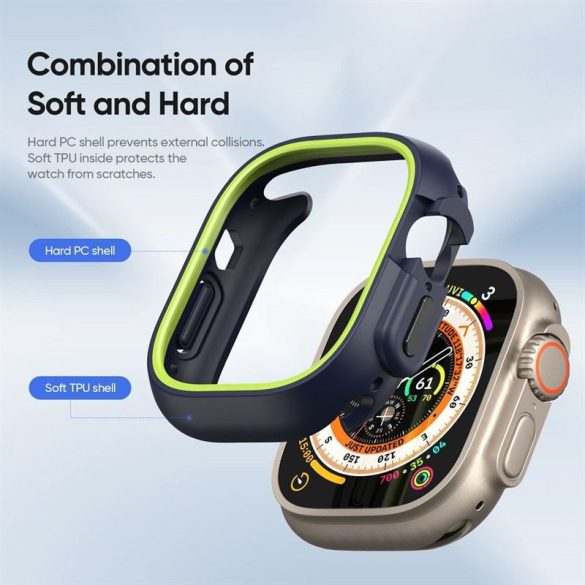 DUX DUCIS Bamo - Hard PC + silicon moale Apple Watch Ultra/Ultra 2 49mm Husă miezul nopții/verde
